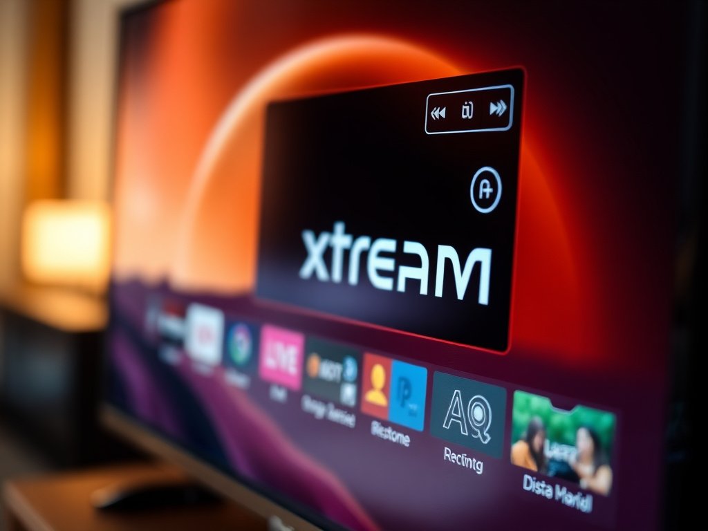 Xtream IPTV interface on a TV