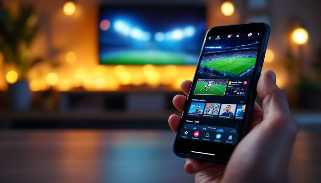 watch premier league live iptv — IPTV app on a smartphone for watching premier league live iptv
